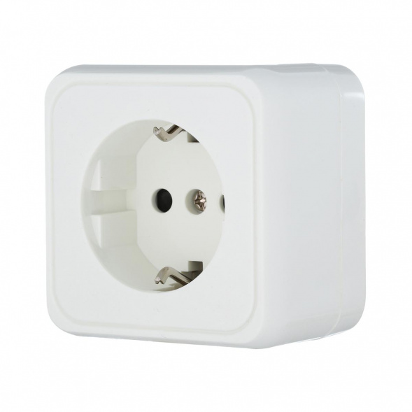 Розетка LK Studio открытой установки с заземляющими контактами и защитными шторками (белый) 813204