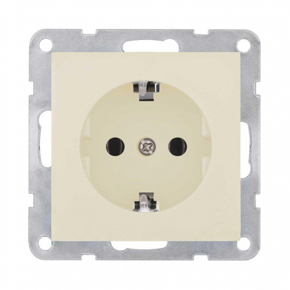 Розетка с з/к, без шторок LK Studio (бежевый матовый) LK80, 843102-1