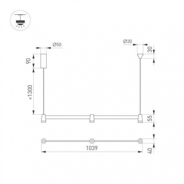 Подвесной светодиодный светильник Arlight SP-Elizeo-S1000-16W Warm3000 036593