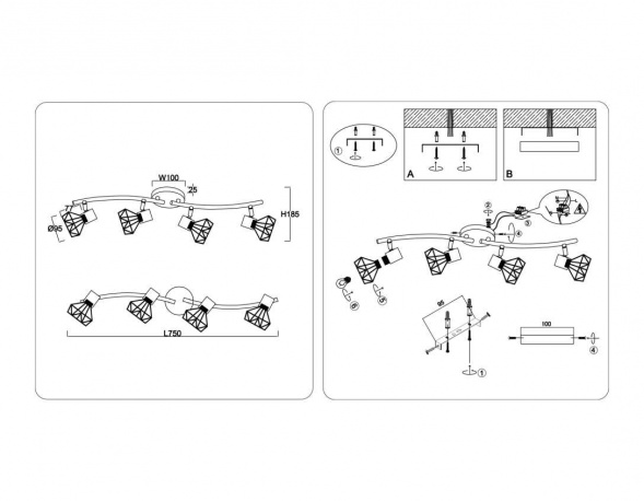 Настенно-потолочный спот Ambrella light TRADITIONAL TR8658