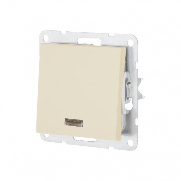 Выключатель одноклавишный LK Studio LK80 c подсветкой бежевый матовый 840202-1