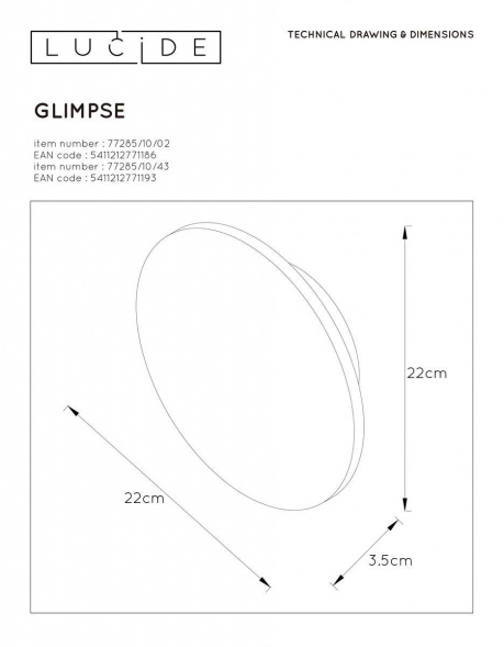 Настенный светодиодный светильник Lucide Glimpse 77285/10/02