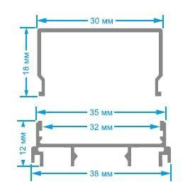 Профиль универсальный с рассеивателем серебро 1м. Apeyron 08-15