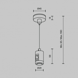 Подвес тросовый Hang одинарный Maytoni Technical TRA157SW-S1-PT