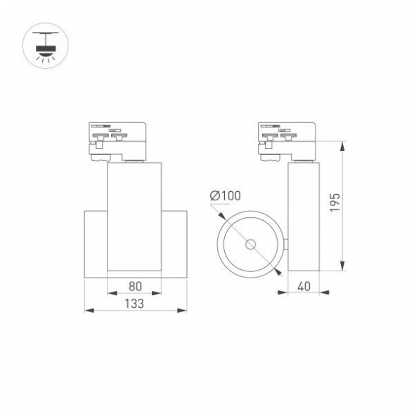 Трековый светодиодный светильник Arlight LGD-Ares-4TR-R100-40W Warm3000 036103