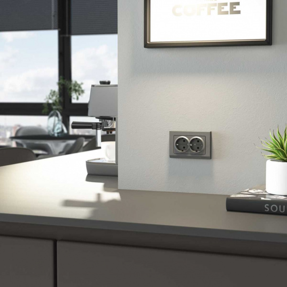 Рамка Werkel Stark для двойной розетки графит W0081864 4690389194542