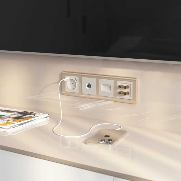 Акустическая розетка Werkel х4 перламутровый рифленый WL13-AUDIOx4 4690389124273