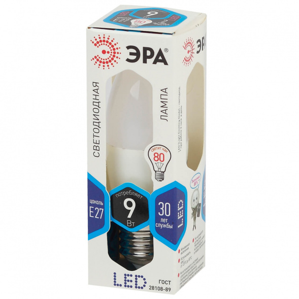 Лампа светодиодная ЭРА E27 9W 4000K матовая B35-9W-840-E27 Б0047937