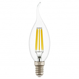 Лампа светодиодная филаментная Lightstar LED Filament Е14 6W 4000K свеча на ветру прозрачная 933604