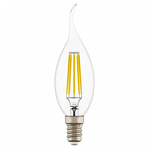 Лампа светодиодная филаментная Lightstar LED Filament Е14 6W 4000K свеча на ветру прозрачная 933604