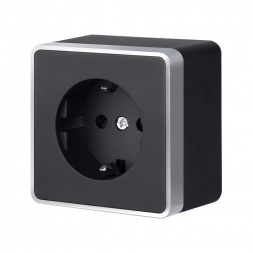 W5071034/ Розетка с заземлением Gallant (черный с серебром)