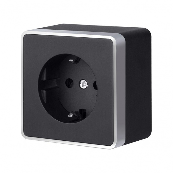 W5071034/ Розетка с заземлением Gallant (черный с серебром)