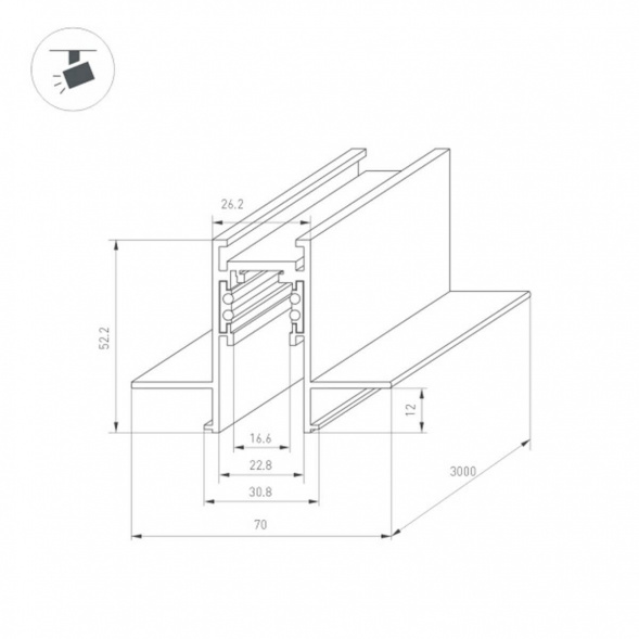 Встраиваемый магнитный шинопровод Arlight MAG-ORIENT-TRACK-2652-FDW-3000 035798