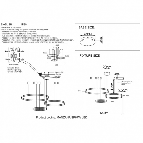 Подвесной светодиодный светильник Crystal Lux Manzana SP67W Led  Black