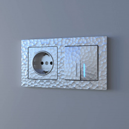 Выключатель Werkel Hammer двухклавишный с подсветкой серебряный W1220106 4690389162367