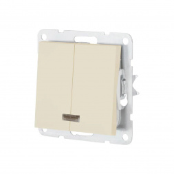 Выключатель двухклавишный LK Studio LK80 c подсветкой бежевый матовый 841202-1