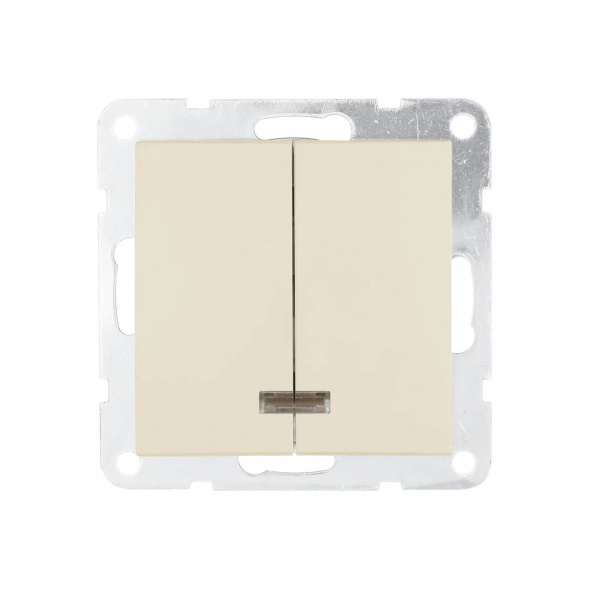 Выключатель двухклавишный LK Studio LK80 c подсветкой бежевый матовый 841202-1