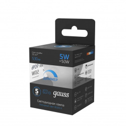 Лампа светодиодная Gauss GU10 5W 6500K матовая 101506305