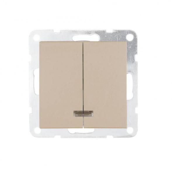 Выключатель двухклавишный LK Studio LK80 c подсветкой шампань 841206-1