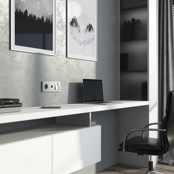 Выключатель Werkel Hammer двухклавишный серебряный W1220006 4690389162299