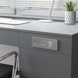 Выключатель двухклавишный Werkel (cеребряный рифленый) W1122009 4690389159626