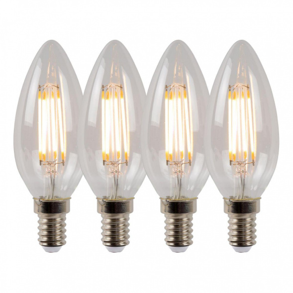 Лампа светодиодная диммируемая Lucide E14 4W 2700K прозрачная 49023/14/60