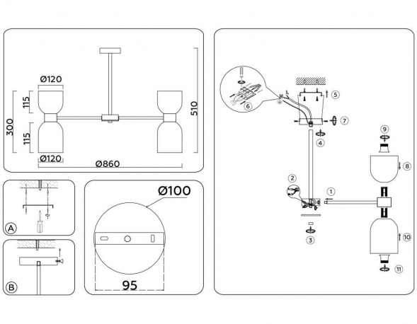 Подвесная люстра Ambrella light High Light LH56085