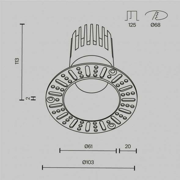 Встраиваемый светильник Maytoni Technical Dip DL122-15W-4K-TRS-W