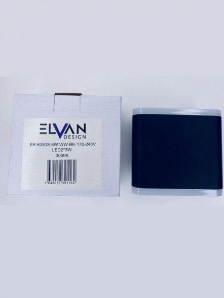 Уличный настенный светодиодный светильник Elvan GW-6080S-6W-WW-BK