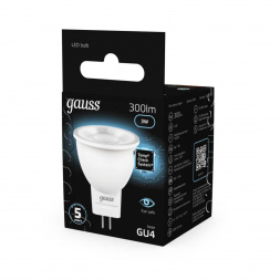 Лампа светодиодная Gauss GU4 3W 4100K матовая 132517203