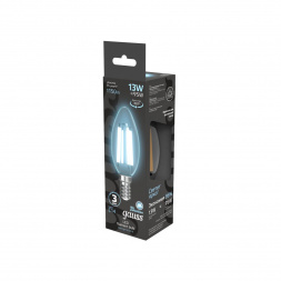 Лампа светодиодная филаментная Gauss E14 13W 4100K прозрачная 103801213