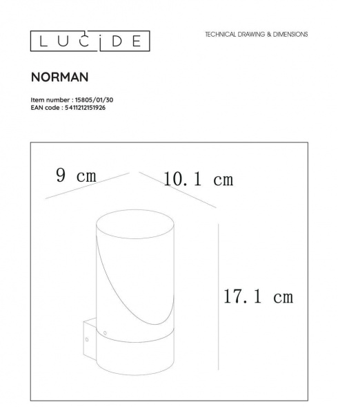 Уличный настенный светильник Lucide Norman 15805/01/30