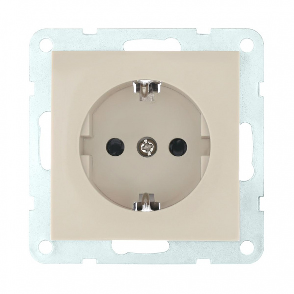 Розетка LK Studio с з/к, со шторками (бежевый) LK60 863201-1