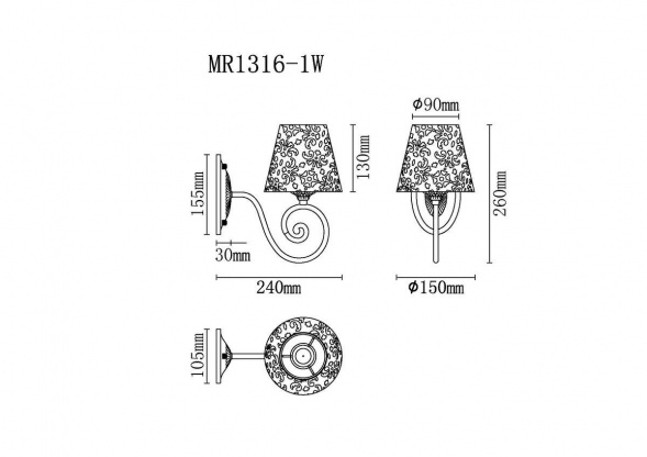 Бра MyFar Ceiling Luna MR1316-1W