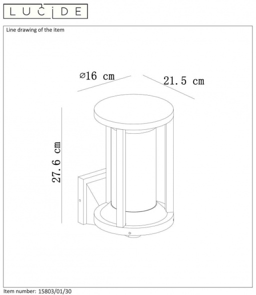 Уличный настенный светильник Lucide Cadix 15803/01/30