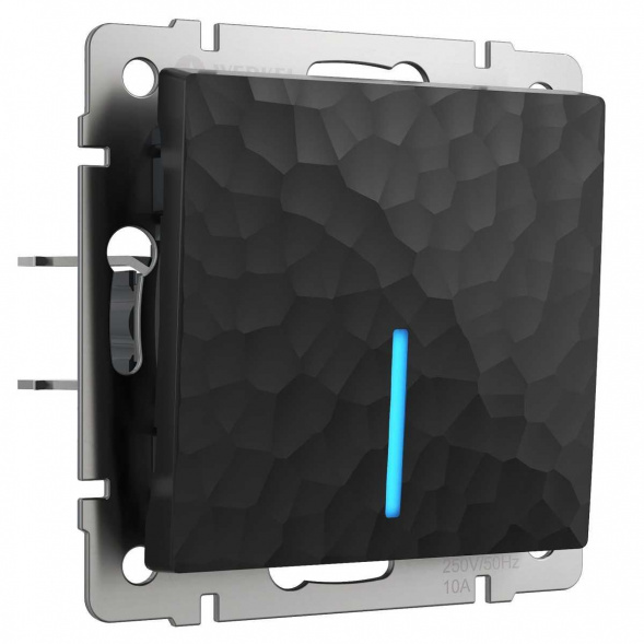 Выключатель Werkel Hammer одноклавишный проходной с подсветкой черный W1212108 4690389162145