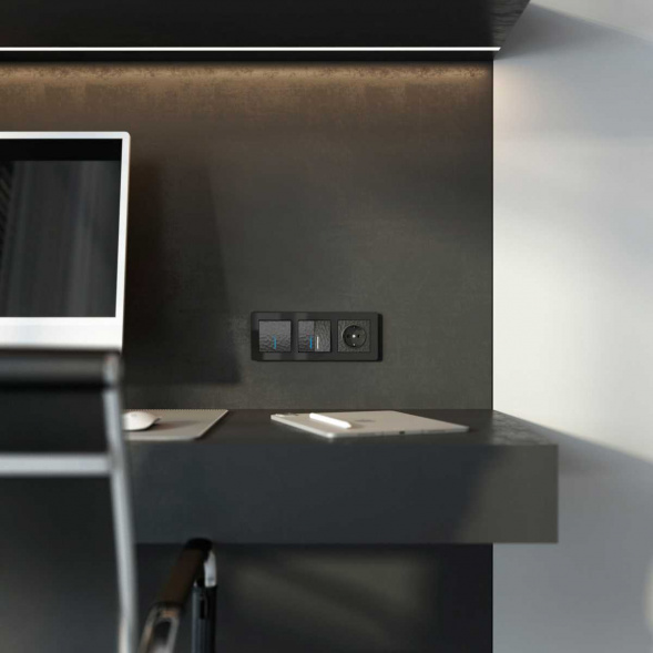 Выключатель Werkel Hammer одноклавишный проходной с подсветкой черный W1212108 4690389162145