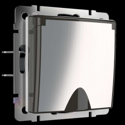 Розетка влагозащищенная с заземлением, с защитной крышкой и шторками Werkel глянцевый никель W1171202 4690389158049