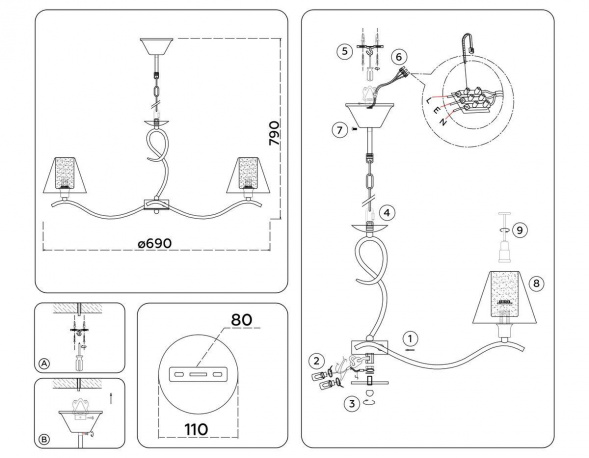 Подвесная люстра Ambrella Light High Light Modern LH57091