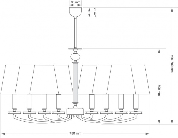 Подвесной светильник  KUTEK ROSSANO  ROS-ZW-8+4(P/A)