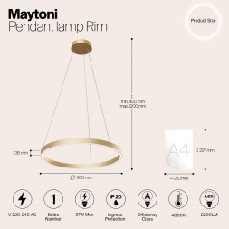 Подвесной светодиодный светильник Maytoni Rim MOD058PL-L32BS4K