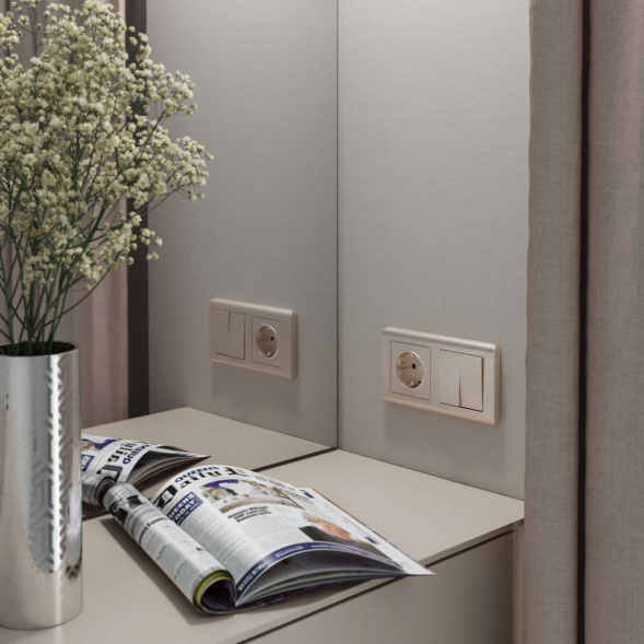 Выключатель двухклавишный проходной Werkel шампань рифленый W1122010 4690389160240