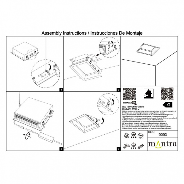 Встраивамое светодиодное окно Mantra BLUE SKY 9093