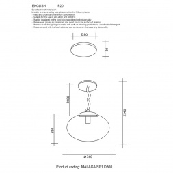 Подвесной светильник Crystal Lux Malaga SP1 D360 Gold