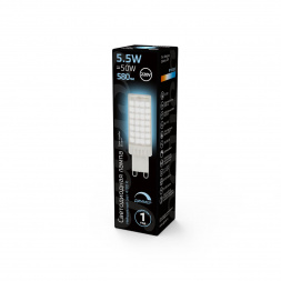 Лампа светодиодная диммируемая Gauss G9 5,5W 4100К прозрачная 107309255-D