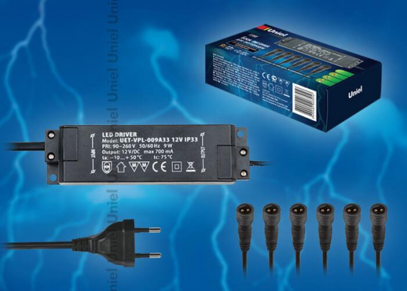 Блок питания для светодиодов Uniel 12V 9W IP33 0,7A UET-VPL-009А33 08939