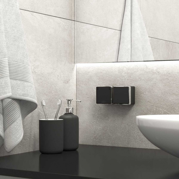 Выключатель одноклавишный влагозащищенный Werkel Gallant черный/хром W5010235 4690389164040