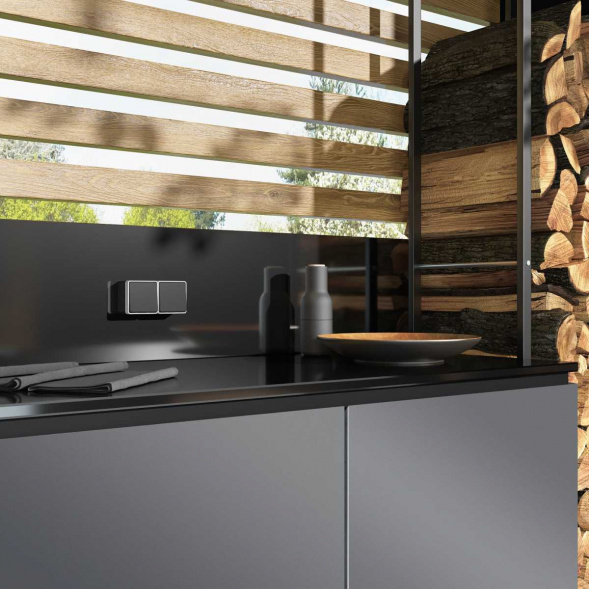 Выключатель одноклавишный влагозащищенный Werkel Gallant черный/хром W5010235 4690389164040