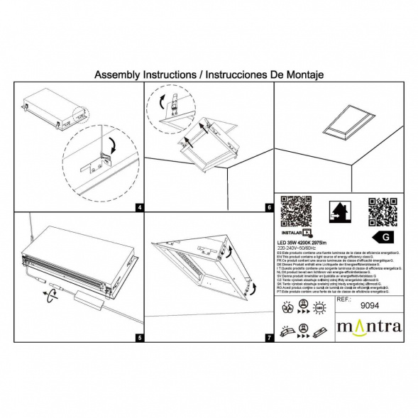 Встраивамое светодиодное окно Mantra BLUE SKY 9094