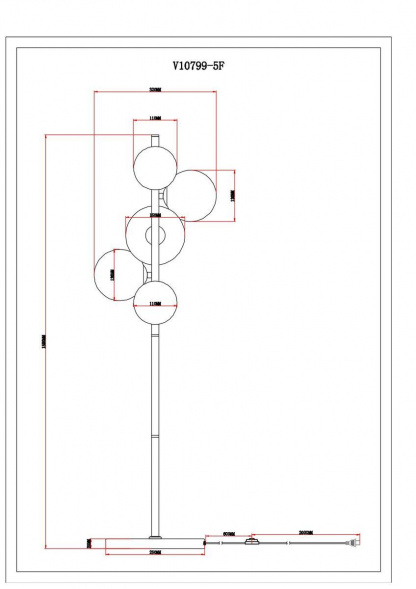 Торшер Moderli Renny V10799-5F